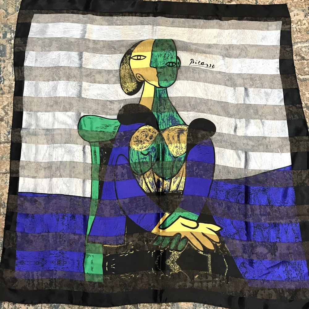PABLO PICASSO ART Scarf 37"x40" Multicolor Vintage